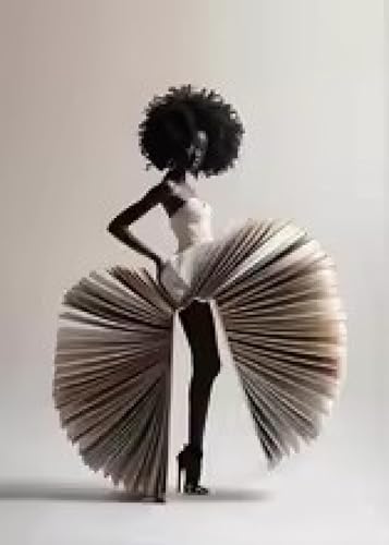 Impression sur toile femme africaine lisant design épuré 50 x 70 cm