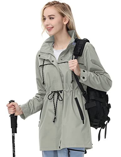 Avoogue Rain Jacket Women Striped Lined Hooded Lightweight Raincoat Outdoor Waterproof Windbreaker #TOP17