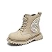 Girls Ankle Boots Cute Side Zip Comfort Non-Slip Snow Booties Winter Fashion Lace Up Hiking Outdoor Combat Boot