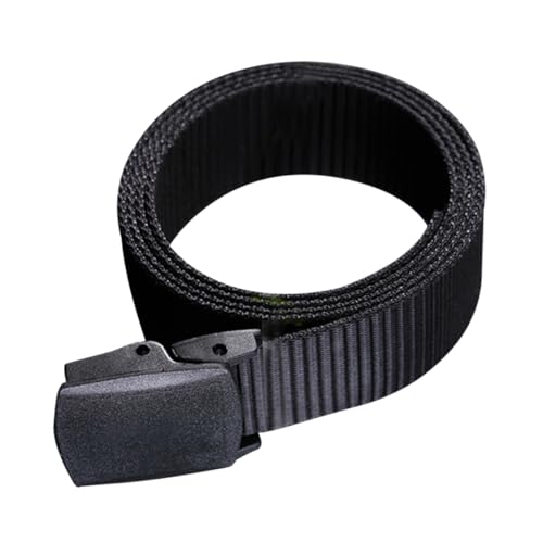 NOLITOY Men's Airport-friendly Nylon Canvas Belt with Automatic Buckle Lightweight Non-metallic for Casual Wear Military Pants Jeans and More Black
