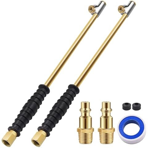 SAFELIFE 16-1/4" Extended Dual Head Air Chuck for Semi Trucks Dually Tires, 1/4" FNPT Heavy Duty Lock On Tire Inflate Chuck w/Quick Plug - 2 PCS Cover