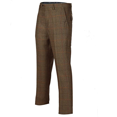 Xposed Mens Tweed Trousers Retro Smart Tailored Fit Herringbone Check 1920s Vintage Styled Pants [AMZCH-TRS-JARVIS-7250-5-32]