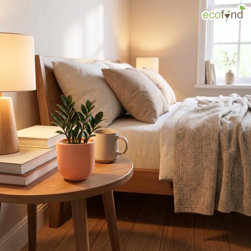 Image of ecofynd 5 Inch Ceramic Plant Pots with Drainage Hole, Modern Decorative Clay Flower Pots for Indoor Plants, Home Garden Decor for Living Room, Bedroom & Interior Spaces (CPOT041-PEH)