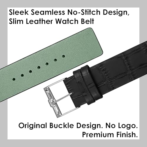 Image of DBLACK ''TNDS1'' Slim Leather Watch Strap, Minimalist style and a Bamboo-texture Design Belt / / For 18mm, 20mm, or 22mm, Compatible for TITAN Edge Slim Watches (Choose Your Size & Color)