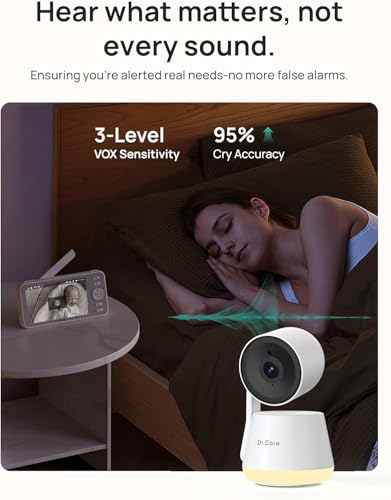 Image of Dr.Care LumiView Smart WiFi Baby Monitor with 2 Cameras - 5 inch 1080P FHD & 2K Camera App Control, Privacy Mode, 5000mAh Removable Battery, Cry & Motion Alerts, HD Night Vision, Multi-User,1279ft Rang