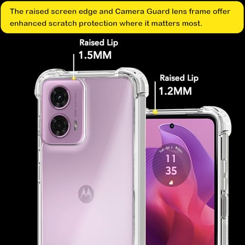 USTIYA Kit Capa Película Protetora de Tela Temperado para Motorola MOTO G24/G04/G04S/E14/G24 Power Case Acrílico + TPU Rígido Capinha, Protetora de Câmera Cover Anti-Amarelo Traseira Vidro