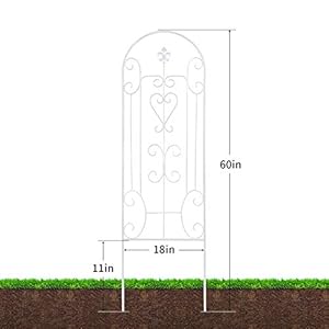 AMAGABELI GARDEN HOME 2 Pack Garden Trellis for Climbing Plants Vegetables Flower Patio Roses Cucumbers Clematis 60 x 18 White Iron Potted Vines Metal Wire Support GT05