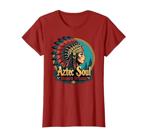 Aztec Soul Modern Dreams Mexican Heritage Design T-Shirt, Women, Cranberry Red, XX-Large