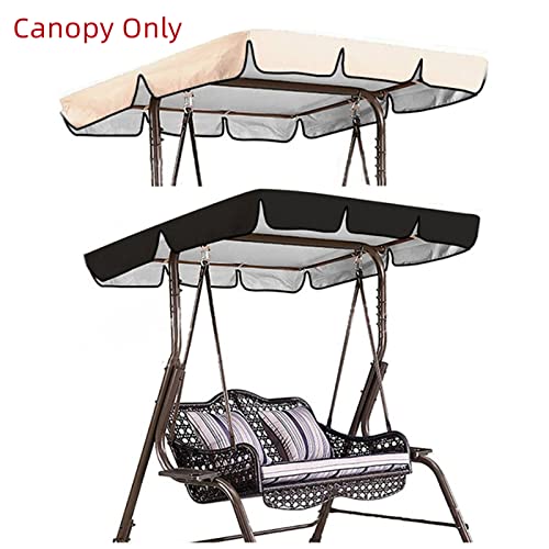 Wulee Outdoor Porch Swing Canopy Waterproof Top Cover, Garden Patio Swing Seat Replacement Canopy Awning Canopy Cover (77'' X 49'', Canopy Only) (Black) #TOP1