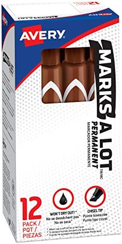 Marks-a-lot Avery 08881 Large Desk-Style Permanent Marker, Chisel Tip, Brown (Pack of 12)