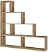 Mediawave Store - Librería 262086 KLUM con 9 estantes de madera Estantería geométrica, estantería de escalera con compartimentos, dormitorio, estudio, sala de estar, organización libros (roble)