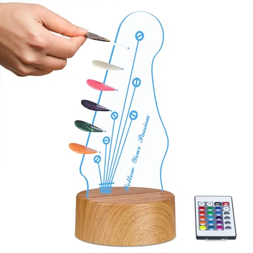 Light Up Guitar Pick Holder Acrylic 3D Led Guitar Pick Lamp 16-Color Guitar Night Light Pick Storage Rack For Picks Storage And Display A Christmas Birthday Gift For Music Lovers And Guitarists
