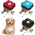 Tniytru 3 PCS Dog Treat Pouch with Zipper, Hand-Free Treat Bag for Dog Training, Walking, Travel and Outdoor Use, Includes Carabiner in Three Colour Options (Black, Red, Blue)