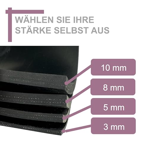 sarian Gummistreifen BIS 10 Meter Länge mit Gewebeeinlage 3-10mm stark, viele Größen und Breiten Gummirollen Industriequalität Hartgummi Vollgummi (LxB 1m x 8cm, 3mm Stärke)