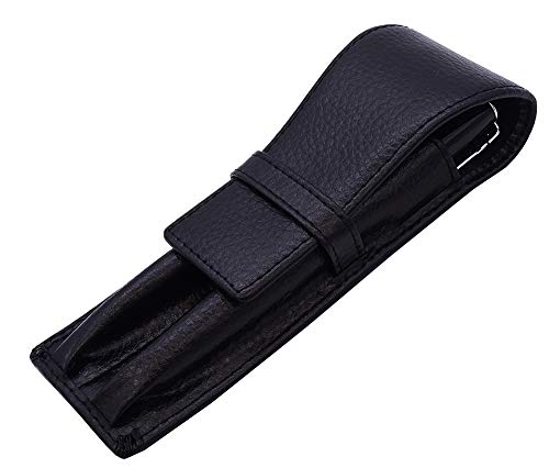 Duke D2 Black Fountain Pen In Medium Nib & 1Pc Calligraphy Fude/Bent Nib With Black Leather Pen Case Interchangeable Writing Gift Set #TOP7