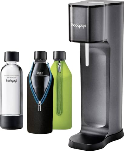 Sodapop Wassersprudler Joy Prestige Schwarz inkl. 1 PET-Flasche, inkl. 2 Glasflaschen, und 1 CO2-Zyl