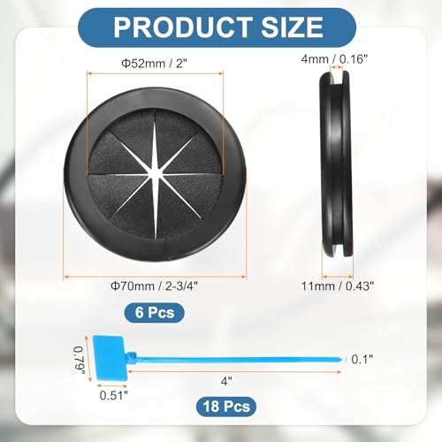 Œillets double face 52 mm noirs pour guider et protéger vos câbles électriques