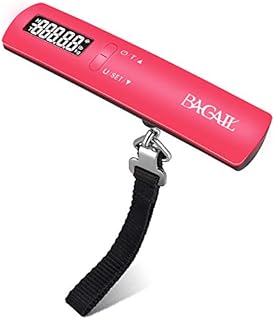 BAGAIL Digital Luggage Scale, 110lbs Hanging Baggage Scale with Backlit LCD Display, Portable Suitcase Weighing Scale, Travel Luggage Weight Scale with Hook, Strong Straps for Travelers Fushica