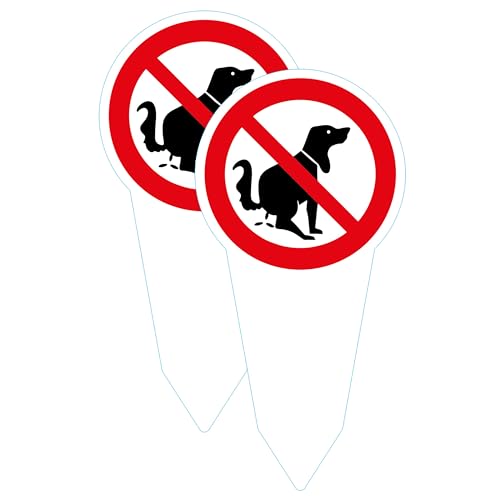 SL group - 2 Steckschilder 'Kein Hundeklo' 30 x 15 cm aus Alu-Dibond (Aluminium) - Hinweisschild keine Hundetoilette - Pickeln & Kacken für Hunde verboten - Hunde-Verbots-Schilder wetterfest UV-Schutz