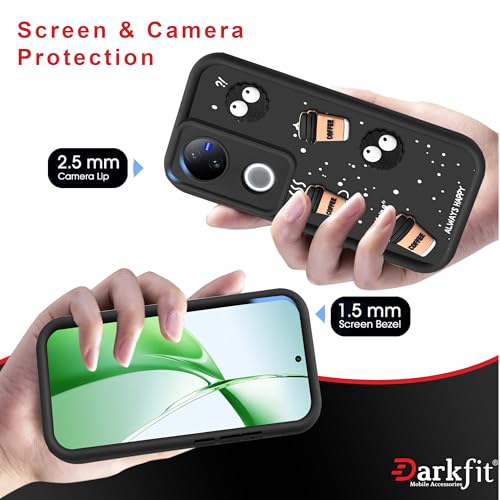 Image of DARKFIT Back Case Cover Compatible with Vivo V50 5G | Cute Fun Cartoon Ball 3D Coffee Silicone Case | Body Protection | Camera Protection | Shock Proof | for Vivo V50 5G | Color Black | Pack of 1