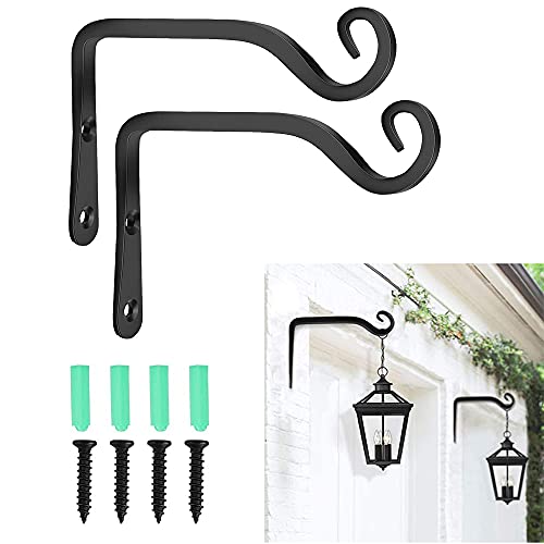 CozofLuv Lot de 2 supports suspendus pour pots de fleurs suspendus avec vis et chevilles (noir-1) Cover