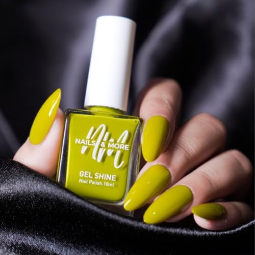 Image of Nails & More Neon Green Nail Polish, Argan Oil-Infused Gel Shine, Vibrant Yellow-Green Nails, Unique Shade | 10ml
