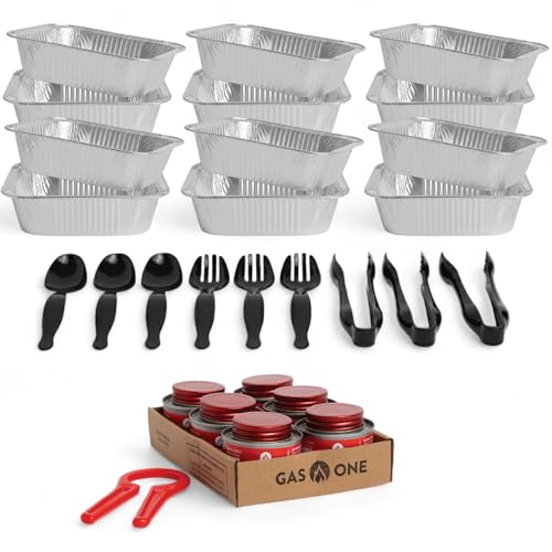 Image of Alpha Living 6 Pack Refill Kit - Disposable Chafing Dish Buffet Set, Welded Body Food Warmers for Parties, Fuel Cans, Half Size Pans, Warming Trays
