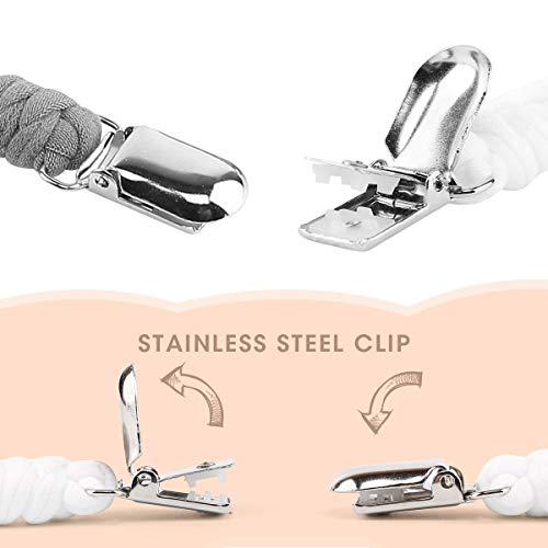 Onwon 4 Pieces Pacifier Clips For Infant Boys And Girls Universal Pacifier Holder Hand-Made Braided Soothie Leash For All Pacifiers Teething Drool Bibs (Mixcolor) #TOP3