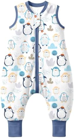 MIKAFEN Baby Schlafsack mit Füßen 2,5 Tog, Größe 80, Höhe 85–95 cm | 100% Baumwolle ärmelloser Kinder winterschlafsack,2-Wege-Reißverschluss, für Frühling, Herbst und Winter nutzba