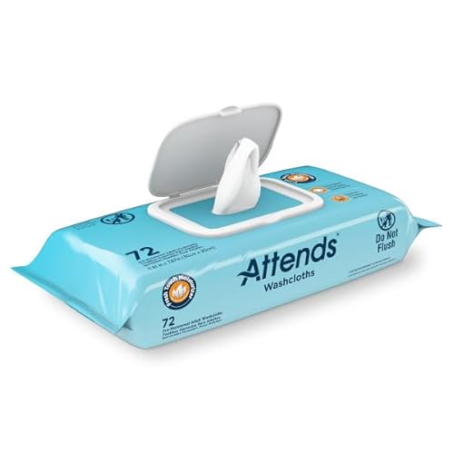 Attends Washcloths No-Rinse Disposable Cleansing Wipes for Incontinence, 7.8