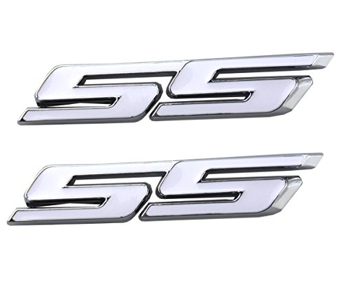 Image of Aimoll 2pcs SS Emblems ABS Sticker 3D Logo for Impala Cobalt Camaro 2010 2011 2012 2013 2014 2015 2016 2017. (White)