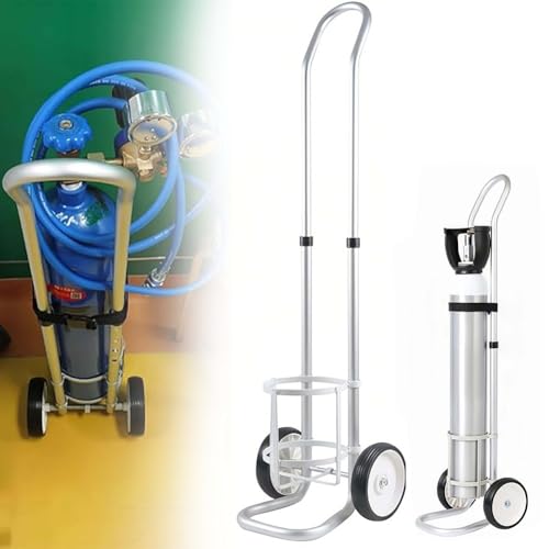 Supporto portatile per bombola di ossigeno con rotelle, carrello resistente per un facile trasporto dei serbatoi di gas, supporto sicuro per uso domestico o medico