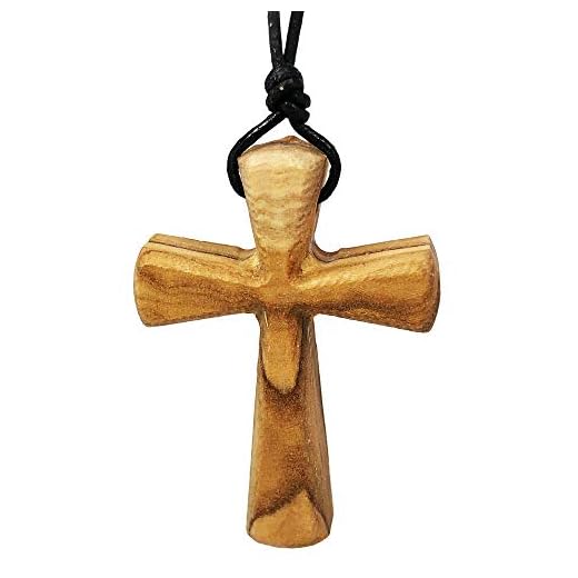 Colar de cruz de madeira afunilada esculpida à mão para homens e mulheres em cordão de couro longo ajustável - disponível em preto ou marrom - presente com pingente de cruz de madeira para todas as
