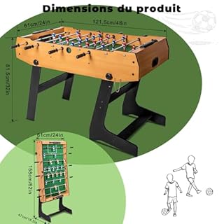 HLC Baby Foot Pliable Table de Football Adaptée aux Adultes et aux Enfants, Idéale pour 2-4 Personnes Comprend Deux Balles, Dimensions : 121cm x 61cm x 81cm.