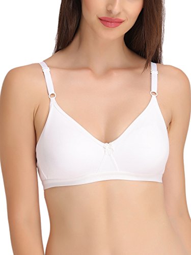 Image of Clovia Women's Cotton Rich Solid Non-Padded Full Cup Wire Free T-Shirt Bra - White Pack of 2