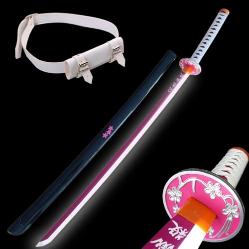 【KEENNESS】鬼滅の刃 光る日輪刀 Type-C充電 タッチセンサー 竈門炭治郎 発光LED 竹製刃 cosplay 誕生日プレゼント 学園祭 祭り 演出 鬼殺隊 完成度高い 模造刀 模擬刀 剣 武器 ? (栗花落カナヲ刀, 104CM)