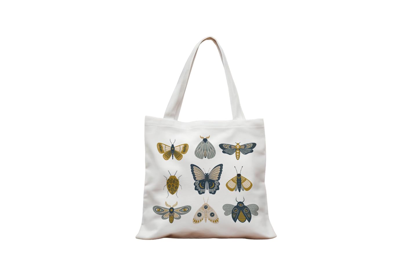make my click Blue And Ochre Cartoon Butterfly and Moth Tote Bag| College Bag for Girls, 100% Organic Cotton Tote Bag for Traveling & Daily Use (B0CCD5RPBP) Amazon Price History, Amazon Price Tracker