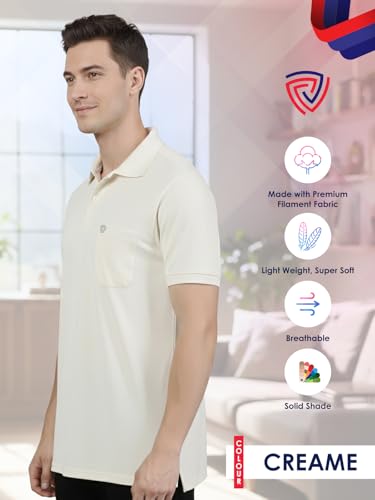 Image of Lux Cozi Men's Cotton Blend Polo T-Shirt with Chest Pocket | Collar T-Shirts for Men | Half Sleeves | Plain - Regular Fit (Pack of 2)