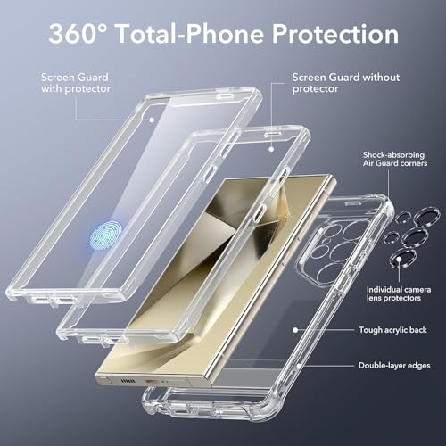 ESR for Samsung Galaxy S24 Ultra Armor Series Case, Full Body Protection Front Cover with Screen Protector and Extra Protective Front Frame, 3 Kickstand Modes, Military-Grade Protection, Clear by ESR - Image 3