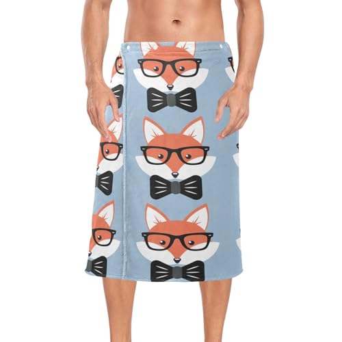 LI ZHI XIN Toalla de baño de medio cuerpo para hombre, suave, ajustable, grande, para playa, piscina, spa, sauna, gimnasio, zorro, gafas Lowrie, pajarita