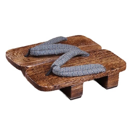 Men's Japanese Double Toothed Wooden Clogs, Japanese Traditional Clogs Geta Sandals Traditional Geta Wooden Clogs Shoes,Anti-Skid Floral Slippers Sandals Wooden Flip Flops(Size:EU 43,Color:Golden)