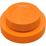 joy akkess 50 PCS Orange Plastic Plates - Heavy Duty Orange Plates Disposable include 25×10.25inch Dinner Plate and 25×7.5inch Dessert Plates for Birthday, Baby shower, Wedding