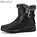 Chaoslook Womens Snow Boots with Zipper Waterproof Leather Fur Lined Winter Warm Boots for Women Comfortable Platform Fashion Ankle Booties Black Size 7.5