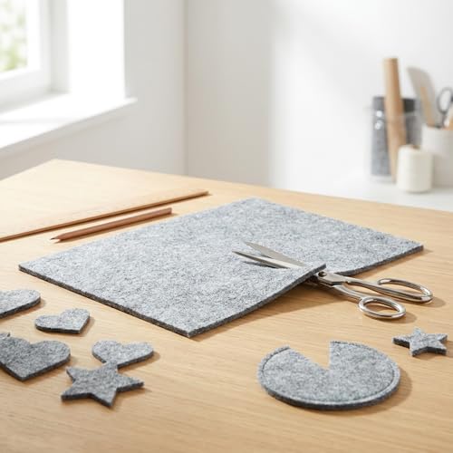 haggiy Bastelfilz Filzzuschnitt – 5 mm stark, DIN A4 (210 x 297 mm), Grau – 2er Set Filzplatten ohne Klebeschicht für Bastelprojekte, Dekoration
