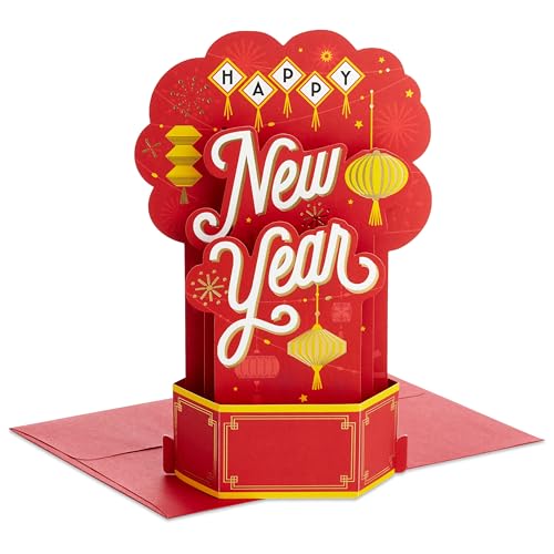 Hallmark Chinese New Year Card 2026 (Lunar New Year Pop Up Card with Red Lucky Money Envelope) Lantern 3D, Year of the Horse