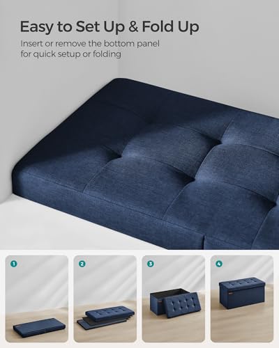 Image of SONGMICS 30 Inches Storage Ottoman, Foldable Bench with Flipping Lid