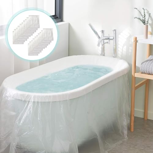 AGPTEK 20 Pack Disposable Bathtub Cover Liner, Large Bathtub Liner Plastic Bag for Salon, Household and Hotel Bath Tubs (102 x47 Inch)