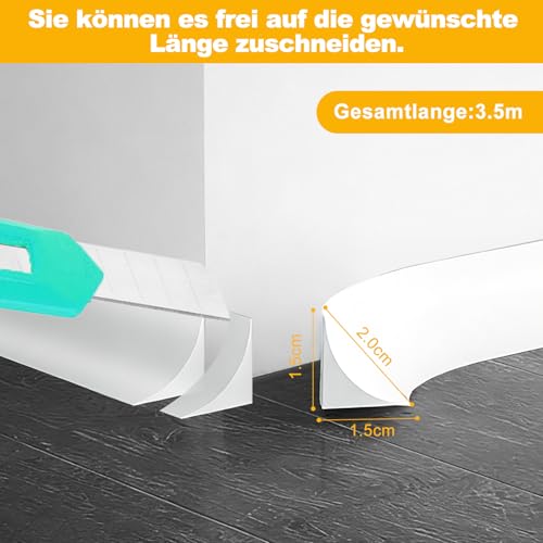 3.5M Winkelleiste Selbstklebend Abschlussleiste Küchenarbeitsplatte, Silikon Dreieck Deckenleiste Küchenabschlussleiste, Abschlussleiste Selbstklebend Winkelleiste Wasserdicht Ataubdicht (Weiß）