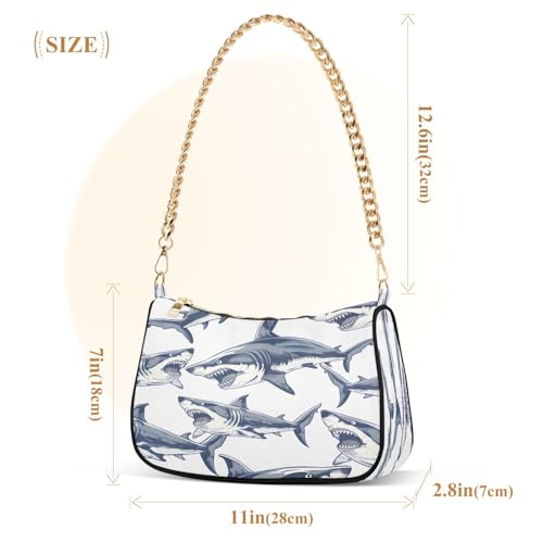 Shoulder Bags for Women Shark Hobo Tote Handbag Small Clutch Purse with Zipper Closure3