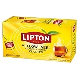 Lipton | Yellow Label | Schwarzer Tee | mit handgepflückten Schwarzteeblättern | pflanzenbasierte, einzeln verpackte Teebeutel | Rainforest-Alliance zertifiziert | 1er Pack | 25 Teebeutel